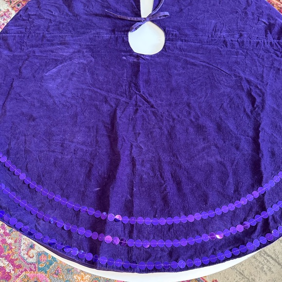 Purple Velvet Sequin Christmas Tree Skirt - Picture 2 of 5